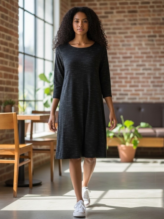 Hilary Radley Dresses & Skirts - Hilary Radley Black Heather Midi A-Line Dress